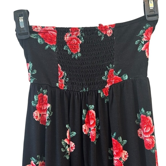 Floral Black Maxi Dress Strapless Roses 🌹 Small - Picture 5 of 7